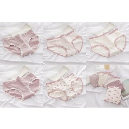 Breathable Printed Underwear Cotton Cute Sweet Girl Mid-Waist Panties