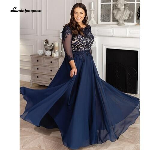 Elegant Long Sleeve Mother of the Bride Dresses 2020 Chiffon with Appliques Formal Vestido De Festa para mae da noiva