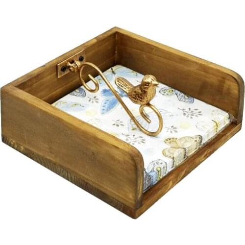 Bird Tissue Boxes Animal Decorative Solid Wood Napkin Holder Coffee Table Desktop Flat Paper Towel Case Home Decoration Modern