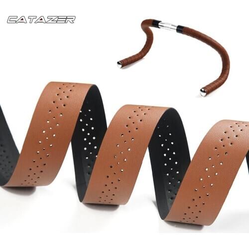 Bicycle Handlebar Tape Road Bike PU Leather Perforated Belt Breathable Soft Bike Handlebar Tape MTB Fixed Gear Belt