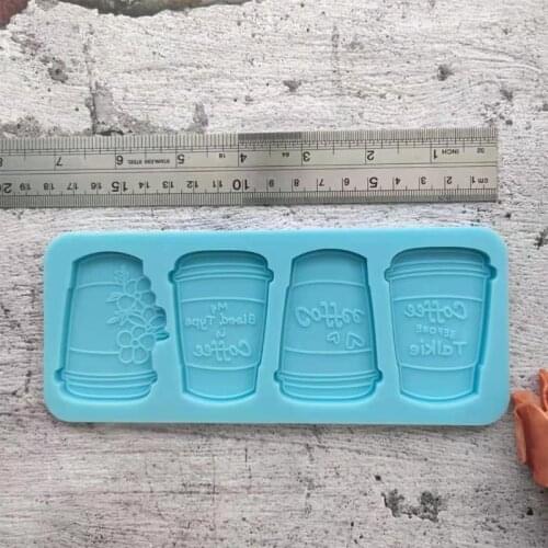Epoxy Resin Mold Tray Four Coffee Cups Casting Silicone Mould DIY Crafts Plaster Soap Jewelry Making Tool Soap Making