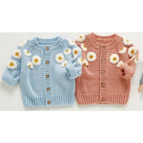 2021 New Arrival Autumn Baby Cute Clothes Newborn Girl Sweaters Coat Kids Long Sleeve Casual Cardigan Embroider Tops Ropa Bebe