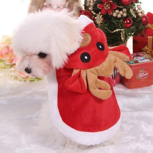 Autumn and Winter Pet Dog clothes Christmas elk cloak dog parka Teddy small and medium dog coat jacket winter ropa para perro