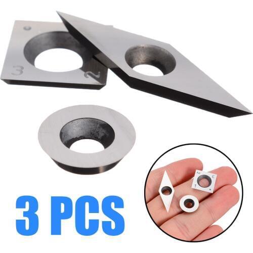 3pcs/Set 94.5HRA Turning Cutters Tungsten Carbide Inserts High Hardness Blades for CNC Lathe Turning Tool Woodworking