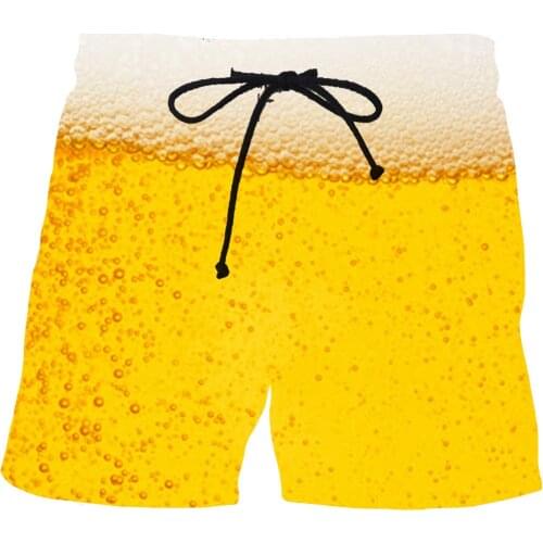 2021 NEW Mens Graphic Beach Beer Shorts 3D Pattern Beer Boardshorts Men/Women Whiskey Bubbles Short Pants mens clothes Fashion