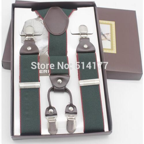 2019 army man suspenders fashion braces gift box Adjustable 4 Clips suspenders Mens Gift Bridegroom/Wedding apparel accessories