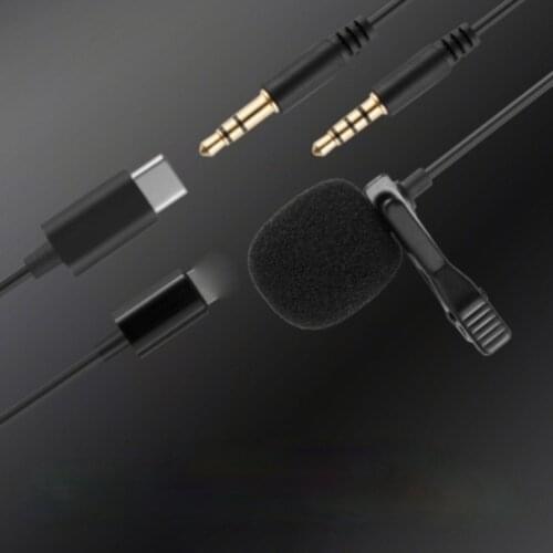 Portable Mini Microphone 1.5m Lapel Lavalier Mic Clip-on Microphones for iPhone Laptop Computer PC Camera Android Mobile Phone