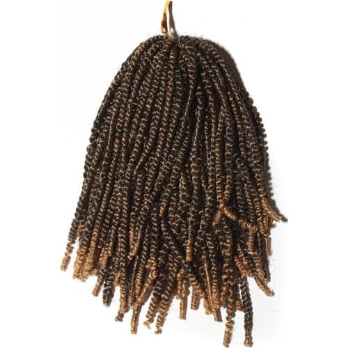 Qp Hair 8inch Crochet Braids Spring Twists High Temperature Synthetic Braiding Hair Extensions briad Twist Brown Burg Ombre hair