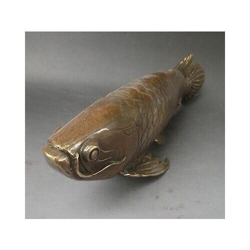 Crafts Arts Superb 11" Rare, Chinese Bronze copper Carved statue ' Fish every year tools wedding Decoration Brass