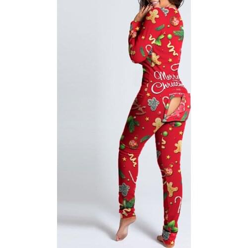 Christmas Jumpsuit Pajamas Women Winter Print Warm Long Sleeve Sleepwear Xmas Cute Zipper Up Hooded Nightwear Home Wear Suits