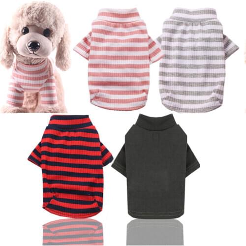 Stripe Dog Cat Bottoming Shirt Wild Stretch Cotton Comfortable Stripe Clothes Leisure Fashion Soft Simple Puppy Dog Shirt
