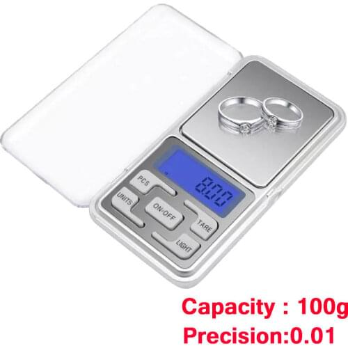 100gx 0.01g Mini High Precision Digital Electronic Scales for Gold Bijoux Jewelry Balance Gram Weighing Pocket Scale for Kitchen