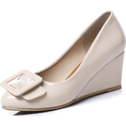 Early spring in 2019 new product with high heels wedge size 43 yards 30 - shallow mouth joker single woman shoes