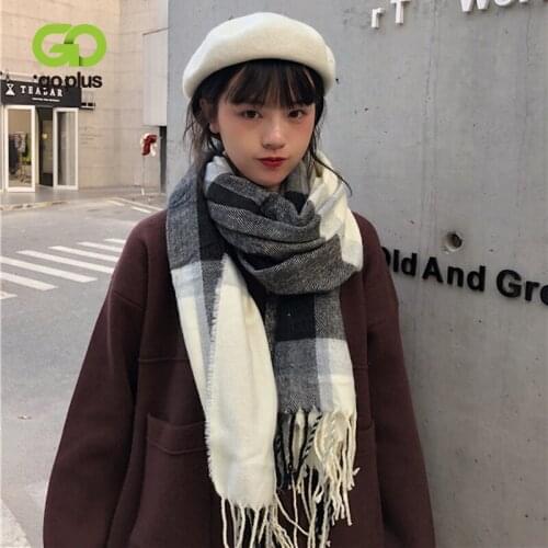 GOPLUS Womens Knitted Scarves Winter Korean Style Warm Plaid Scarves Womans Bufandas Invierno Mujer