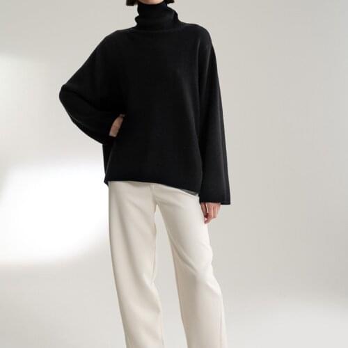 2020 Winter Women Sweater Wool / Cashmere High Collar Solid Sweater