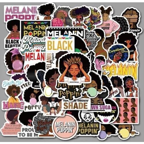 10/50PCS Fashion Inspirational Melanin Poppin Black Girl Sticker For DIY Luggage Laptop Skateboard Motorcycle Decal Stickers F4