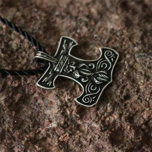 10pcs wholesale slavic god pendant norse Thors Hammer Norse Amulet Cord Necklace viking pendant necklace men jewelry