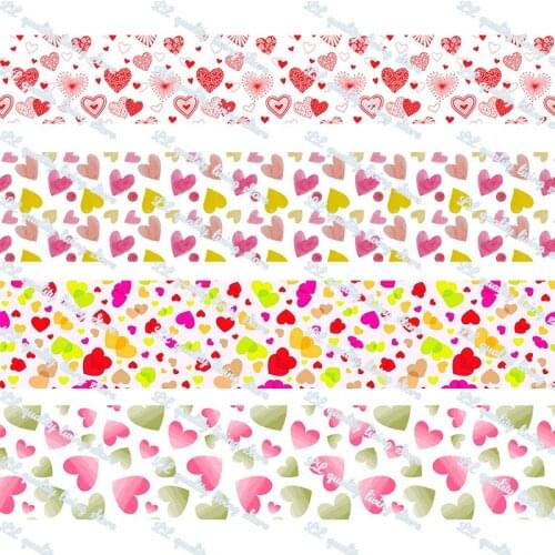 16-75MM Valentines Day printed Grosgrain Ribbon 50 Yards/Roll Tape Clothing Bakery Hairbow Gift Wrapping Accessory Hairbow Head