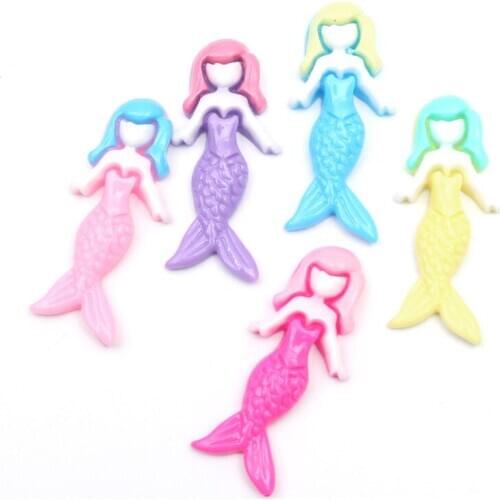20pcs 38x16mm Mixed Mermaid Resin Crafts Christmas Decoration Flatback Cabochon Embellishment For Scrapbook DIY Accessoris