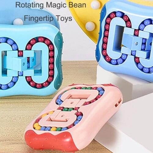 3 Colors Rotating Magic Bean Fingertip Toy Creative Stress Relief Fingertip Hamburger Magic Cube Toys
