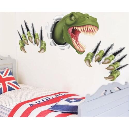 3d Vivid Dinosaur Wall Stickers For Kids Bedroom Decoration Diy Animals Home Decals Creative Safari Art Murals Pvc Posters