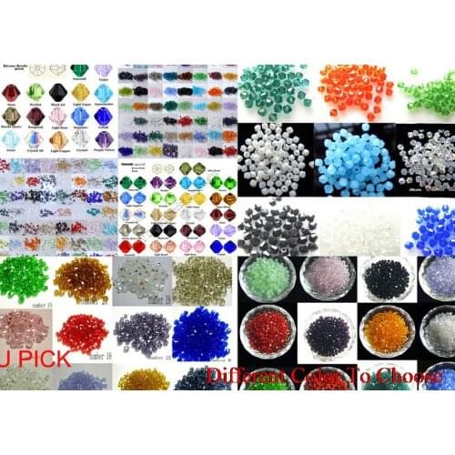 4mm 6mm 3mm 2000Pcs/lot strand Bicone Faceted Glass Cuts Looses Crystal Beads Colored Mixed bracelet necklace frhj5