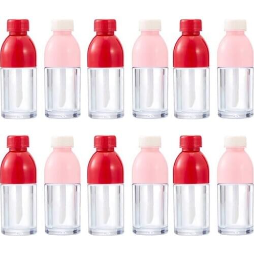 5/10 Pcs 8ml Pink Beverage Bottle Shaped Empty Lip Gloss Tube Containers Mini Refillable Lip Balm Bottles With Rubber Inserts