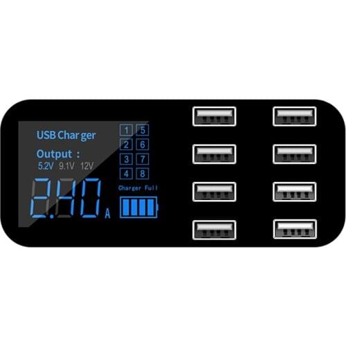 8 Port USB Charger HUB For Office Home Party LED Display Multi USB 2.4A QC3.0 Charging Station Mobile Phone Desktop Wall Plug