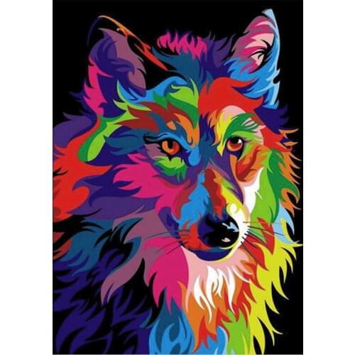 Round full diamond 5D DIY diamond painting animal wolf diamond embroidery kit mosaic landscape home decoration