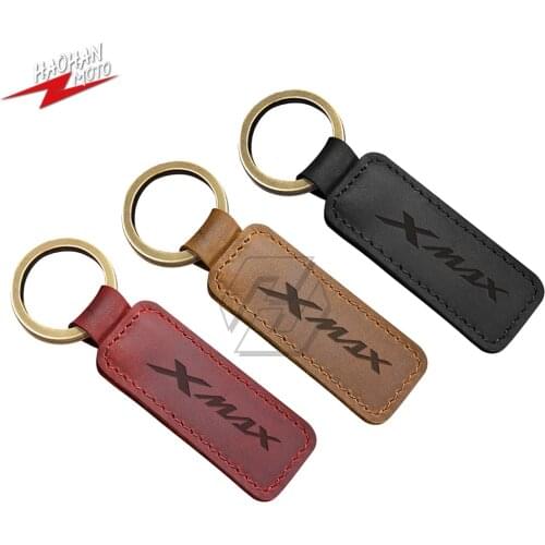 For Yamaha XMAX Scooter X-max Key Chain Motorcycle Keychain Cowhide Crazy Horse Skin Key Ring