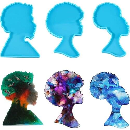 Keychain Casting Silicone Mould DIY Crafts Jewelry Pendant Making Tools Super Glossy Woman Head Epoxy Resin Mold Drop Shipping