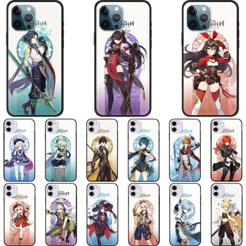 Case for iPhone 11 12 Pro Max Phone Cover for Apple iPhone 7 8 Plus SE2020 X XR XS Max Luxury Shell Hot Game Genshin Impact Girl