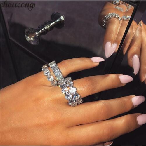 Choucong Eternity Statement ring AAAAA cz stone 925 Sterling silver Engagement Wedding Band Rings for women Men Party Jewelry