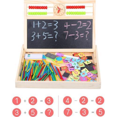 Wooden Multifunctional Double-sided Drawing Board Learning Box Toys Kid Early Education Toy Kit Kids Boys Girls Mathematics Toys