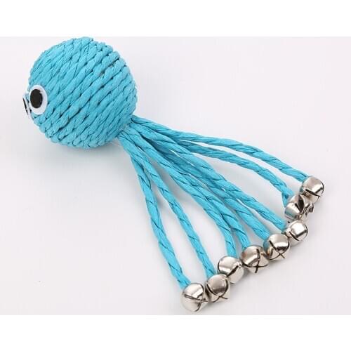 Baby Octopus Woven By Paper Rope Scratch-resistant Pet Playing Toy With Bell Grinding Cat Toy Ball Cat Interactive Toy