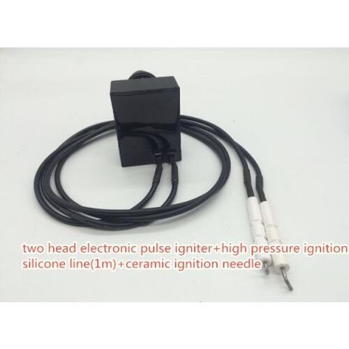 TWO head electronic pulse igniter+high pressure ignition silicone line(1m)+ceramic ignition needle for oven,stove,griddle etc