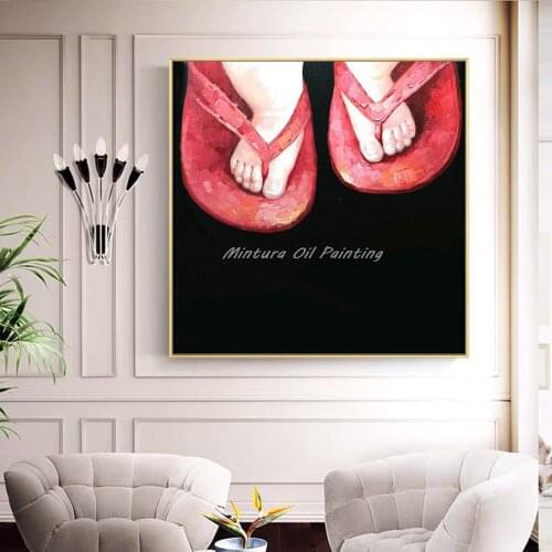 Unframed Pictures Hand Painted Modern Abstract Oil Painting On Canvas Big Shoes Small Feet Wall Art For Living Room Wall Decor