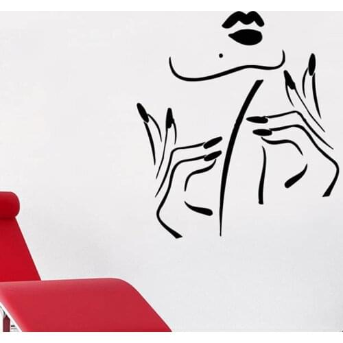 Beauty Salon Wall Decal Window Glass Decor Art Nail Salon Stylist Wall Decals For Girl Bedroom Vinyl Wall Sticker Removable S221