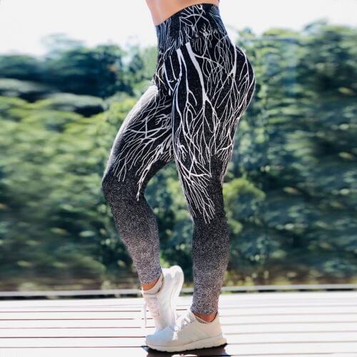 New Push Up Leggings Women Gothic Fitness Clothing Workout elastic force High Waist Pants Female Breathable Patchwork Sportswear