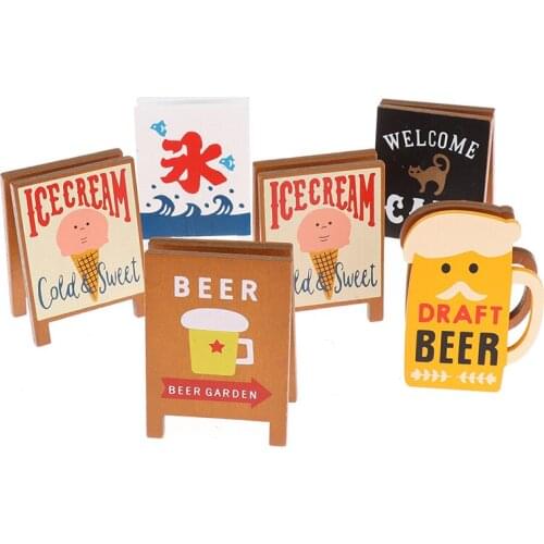 2Pcs 1:12 Scale Dollhouse Miniature Cafe Icecream Shop Signboard Furniture
