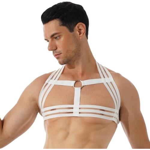 Mens Erotic Harness Belt O Ring Front Elastic Strap Body Shoulder Chest Sexy Suspenders Role Play Party Club Pole Dance Tank