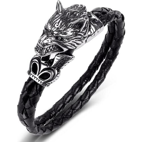 ZAER Custom Mens Bracelet Leather Multi-Layer Braided Magnet Buckle Mens Size Custom Laser Logo Bracelet Punk Jewelry Gift