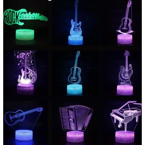 Guitar Music and dance Moderne 3D Desk Lamp Christmas Black Decorations For Home Led Table Decoration Blue Table Lamps
