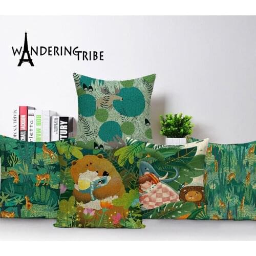 Jungle Cushion Cases Tiger Home Decorative Pillow Cover Print Cushions Covers Animal Sofa Car Pillows Case Linen Cushion Cover