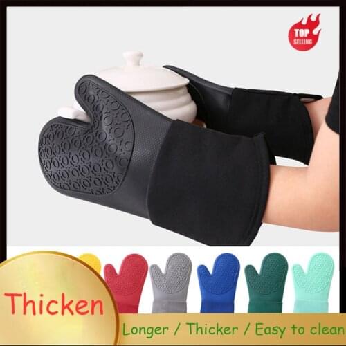 Non-Slip Silicone Potholders Cotton Silicone Gloves Bbq Oven Mitts Baking Kitchen Glove Heat Resistant Microwave Glove Household