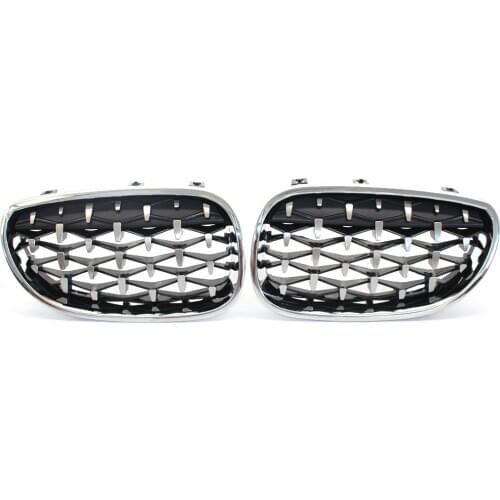New Arrival Car Racing Grill For BMW E60 E61 5 Series Diamond Front Kidney Grille Meteor Style Grill Chrome Car Accessories 2Pcs