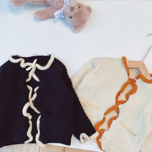 Girls Autumn Winter New Products 2021 Childrens Fungus Knitted Sweater Jacket Cardigan Girls Jacket Casual Childrens Clothing