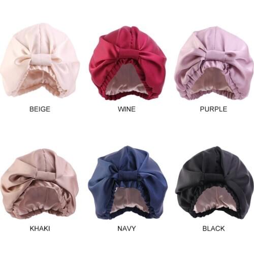 New Coloring Hair Cap For Sleeping Double-Layer Imitation Silk Night Hat Knotted Bonnet Haircaring Chemotherapy Turban Women