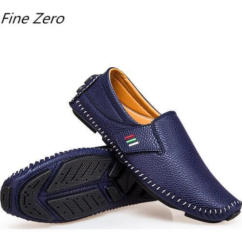 New High Quality PU Leather Mens Moccasin Shoes Black Men Flats Breathable Casual Italian Loafers Comfortable Driving Shoes