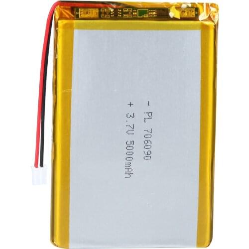 Mejuew 3.7V 5000mAh 706090 Rechargeable Lipo Battery with JST Connector